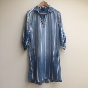 Blue striped 3/4 sleeve dress